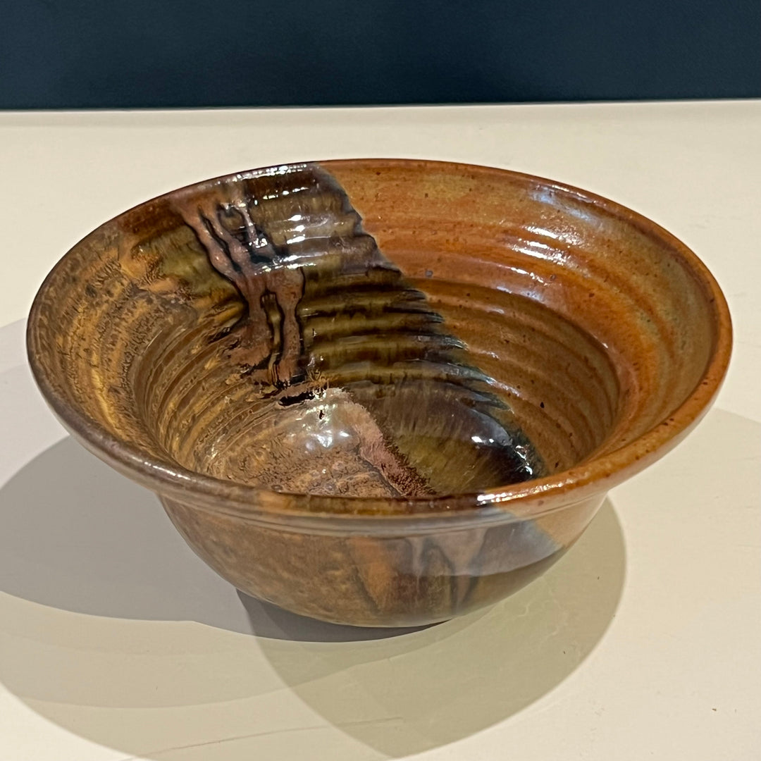 1970s Studio Pottery 7” Bowl w/Dipped Glaze