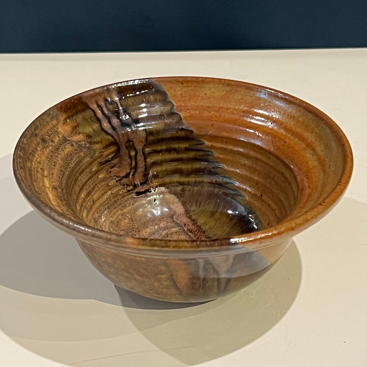 1970s Studio Pottery 7” Bowl w/Dipped Glaze
