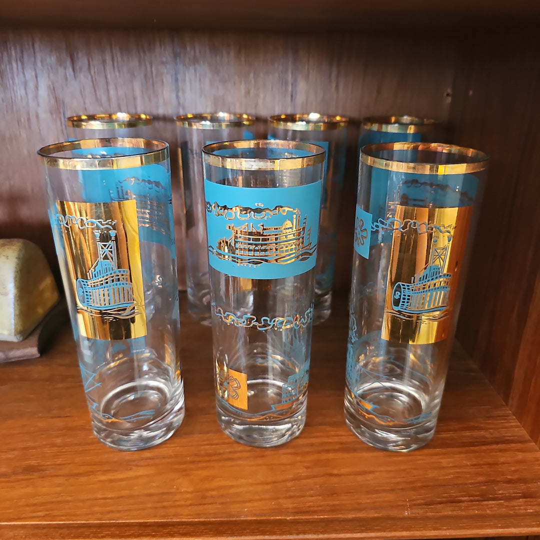 Set of 7 Cera Riverboat Hi-Ball Glasses
