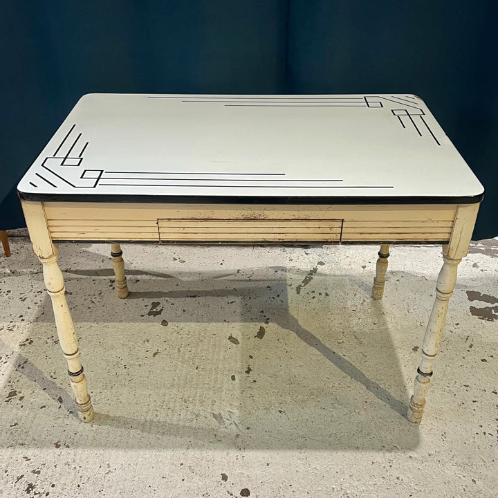 1930s Enamel-Topped Kitchen Table w/Drawer