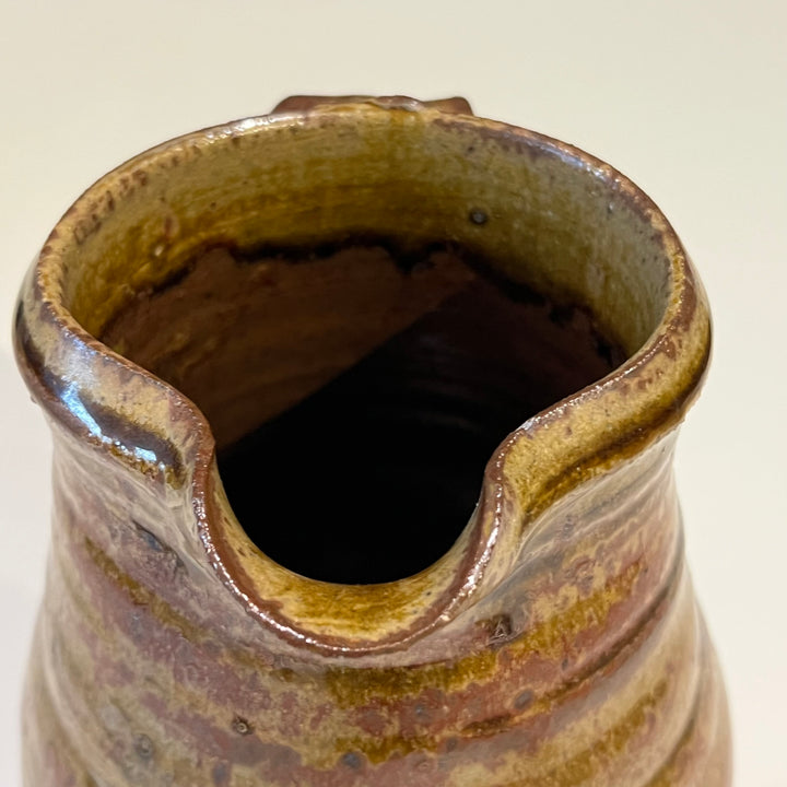 Brown Studio Pottery Ceramic Pitcher, Marked “GC”