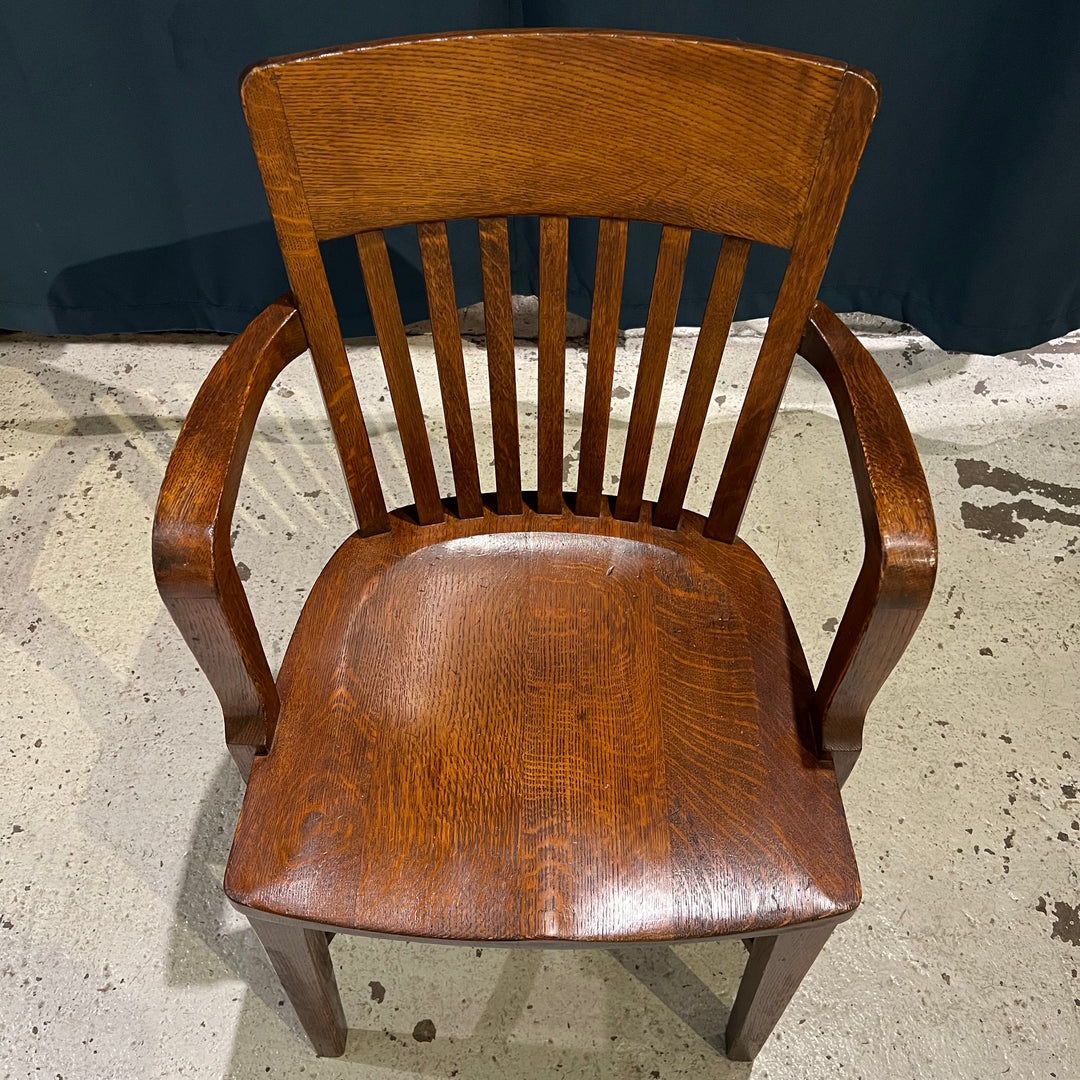 1920s Solid Oak Slat Back Armchair #1