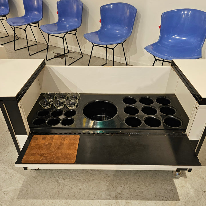 Space Age Black and White Hidden Bar Cart Chest