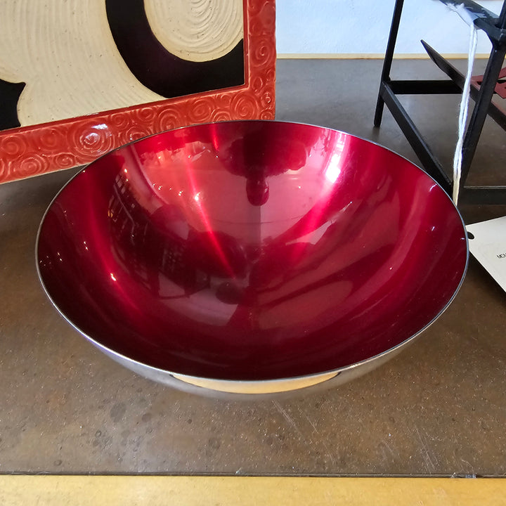 Carl Christiansen Danish Red Enamel Silverplate Bowl