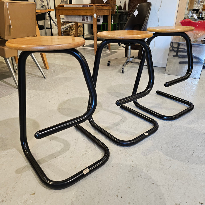 (3) 1970s Tubular Paperclip Bar Stools by Amisco