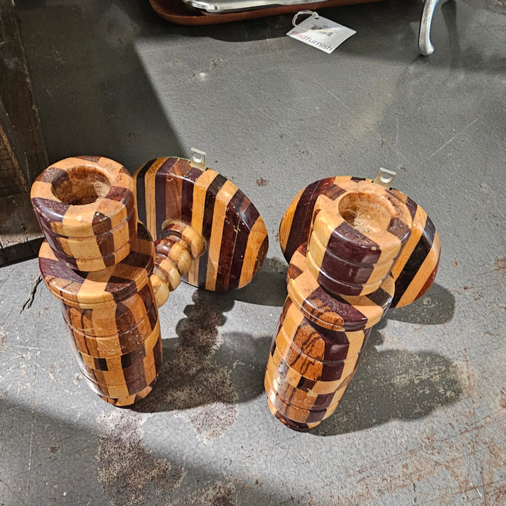 Pair of Hand Turned Segmented Wall Sconces