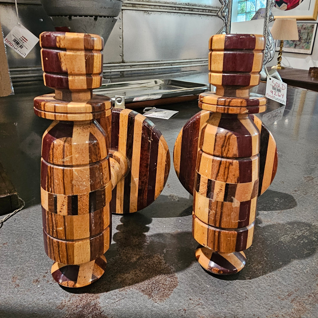 Pair of Hand Turned Segmented Wall Sconces