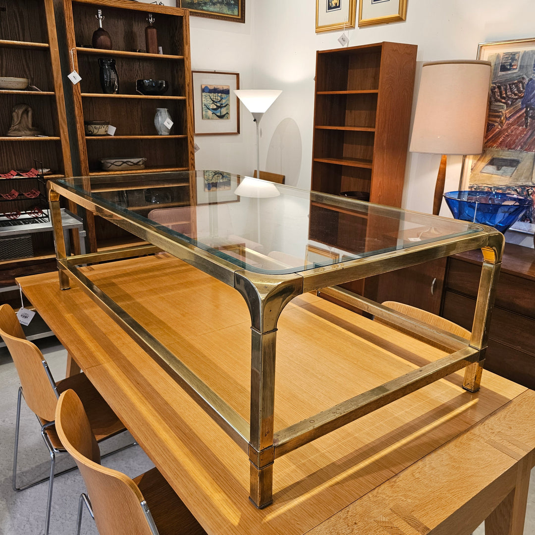 Vintage Mastercraft Brass & Glass Coffee Table