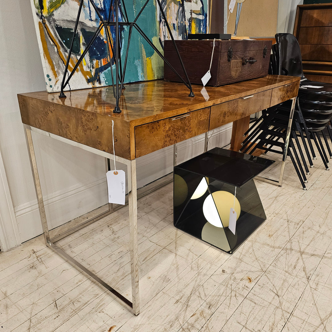 Modern Burl & Chrome Desk