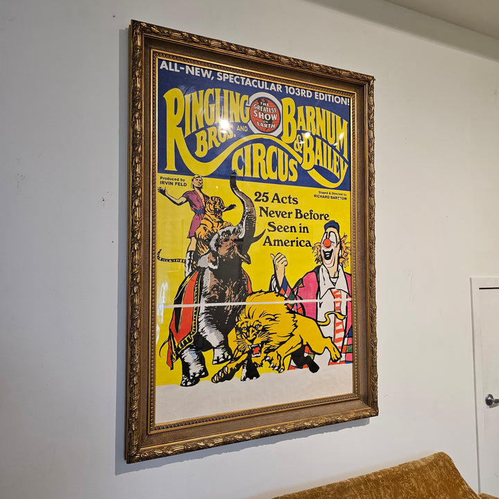 1970's Large Gold Gilt Framed Ringling Bros Poster