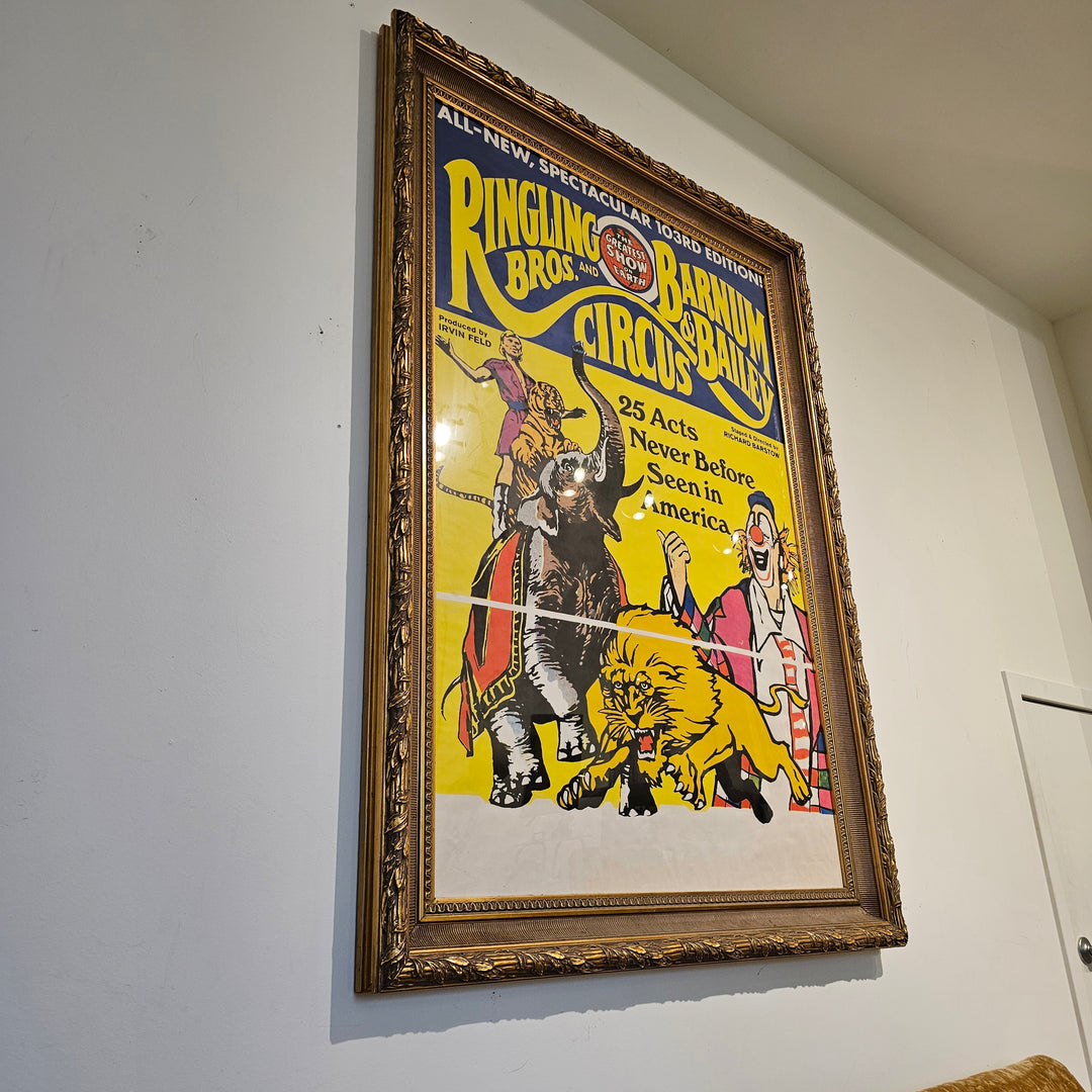 1970's Large Gold Gilt Framed Ringling Bros Poster