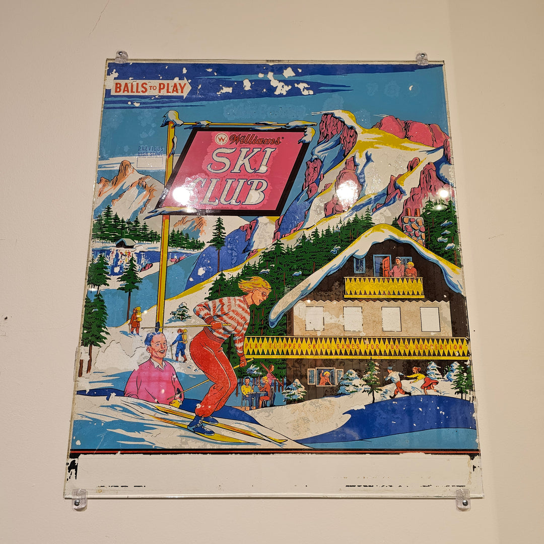 Reverse Painted "William's Ski Club" Wall Hanging