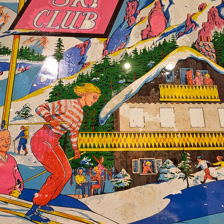 Reverse Painted "William's Ski Club" Wall Hanging