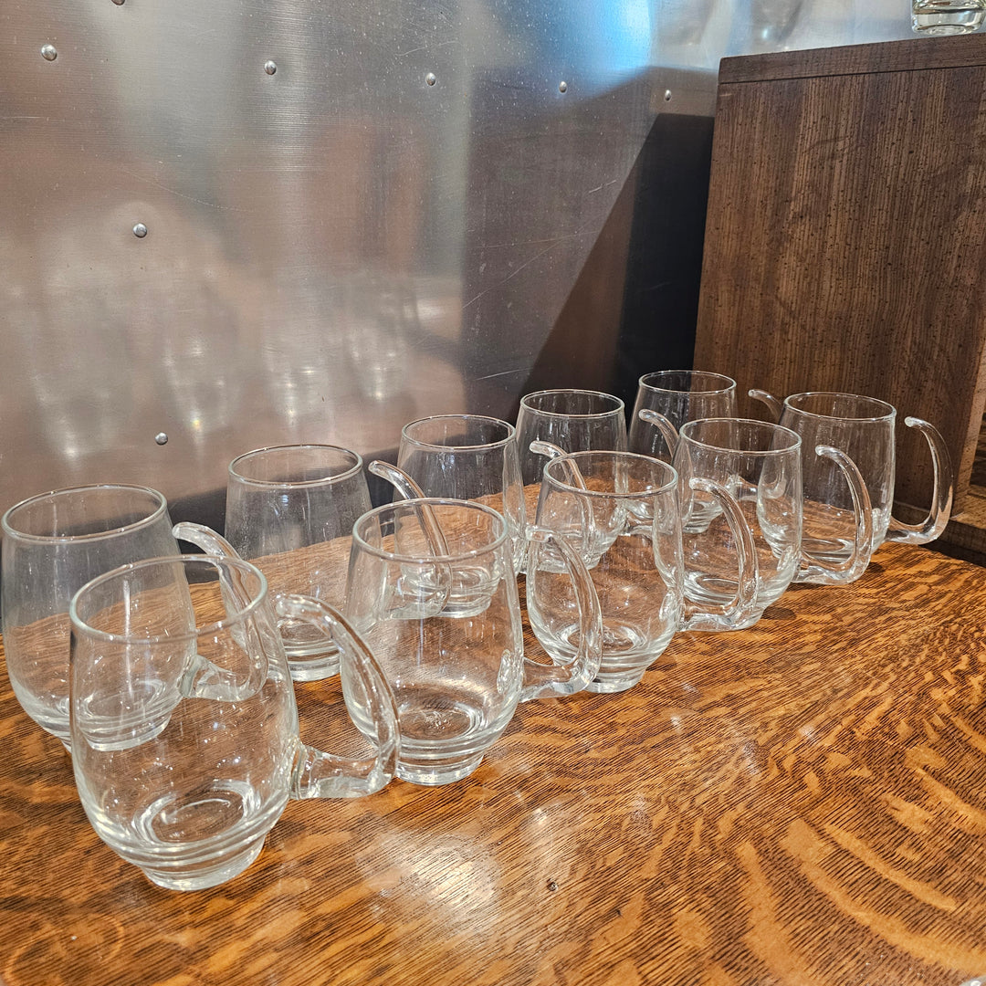 (10) Libbey Glass Tempo Clear Tankard Handled Mug Glasses