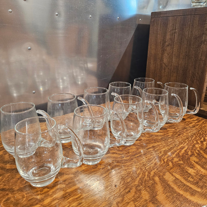 (10) Libbey Glass Tempo Clear Tankard Handled Mug Glasses