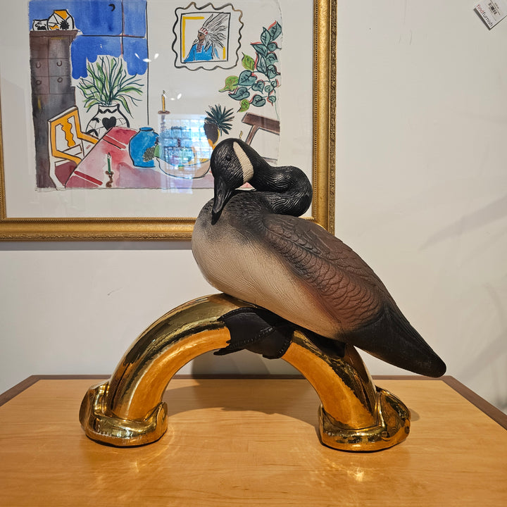 Curtis Hoard - Duck Sculpture on Golden Arch