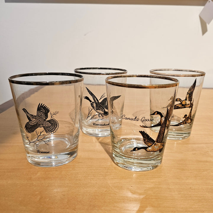 (4) Federal Highball Glasses Bird Theme