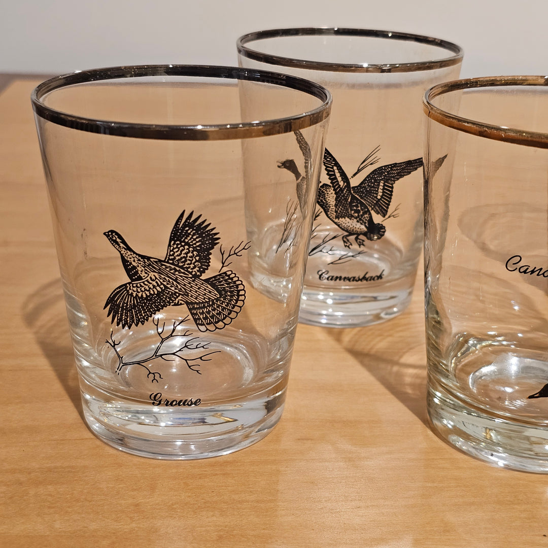 (4) Federal Highball Glasses Bird Theme
