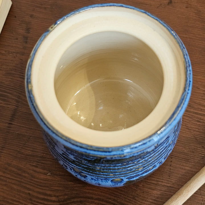 Stoneware Signed Honey Jar