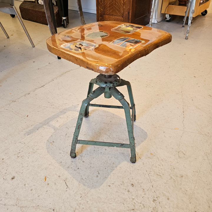 Industrial Decoupaged Stool