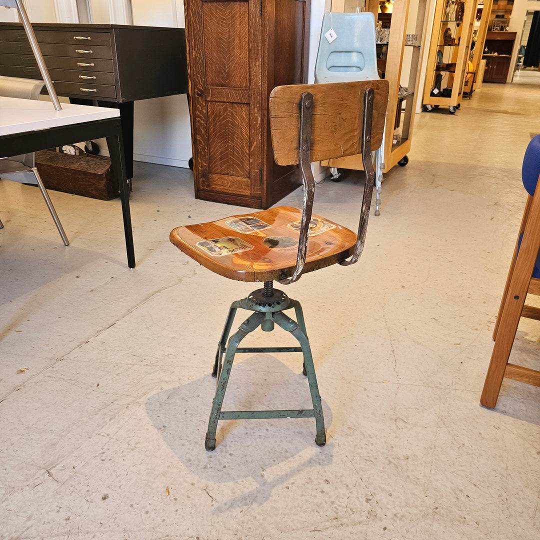 Industrial Decoupaged Stool