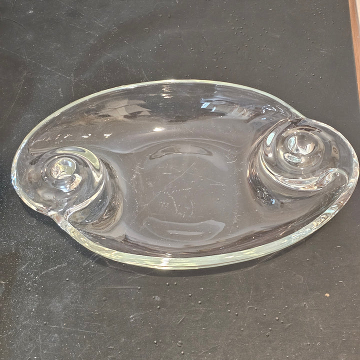 Vintage Glass Centerpiece Bowl w/Double Candleholders