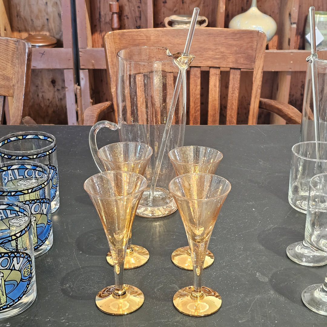 6pc Dorothy Thorpe Gold Splatter Cocktail Set