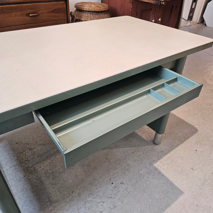 Globe Wernicke Green Metal Table w/ Drawer