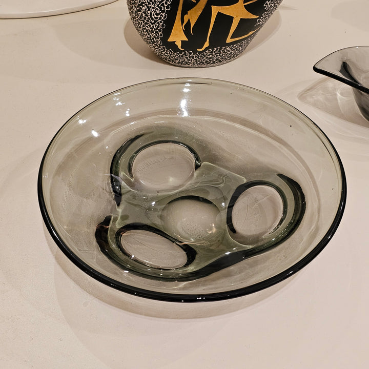 Shallow Smoke Glass Bowl