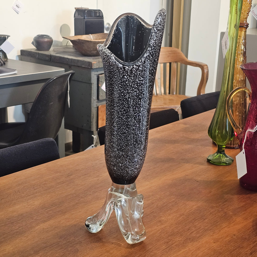 Tall Murano Footed Vase