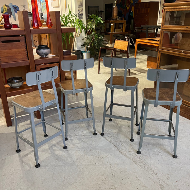 Lyon Industrial Metal Stool w/Backrest (Gray)