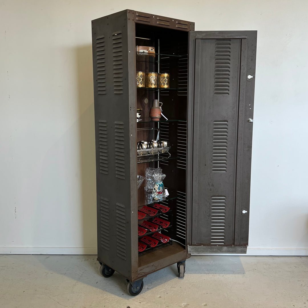 Vintage Industrial Electronics Tower Converted to Lighted Cabinet