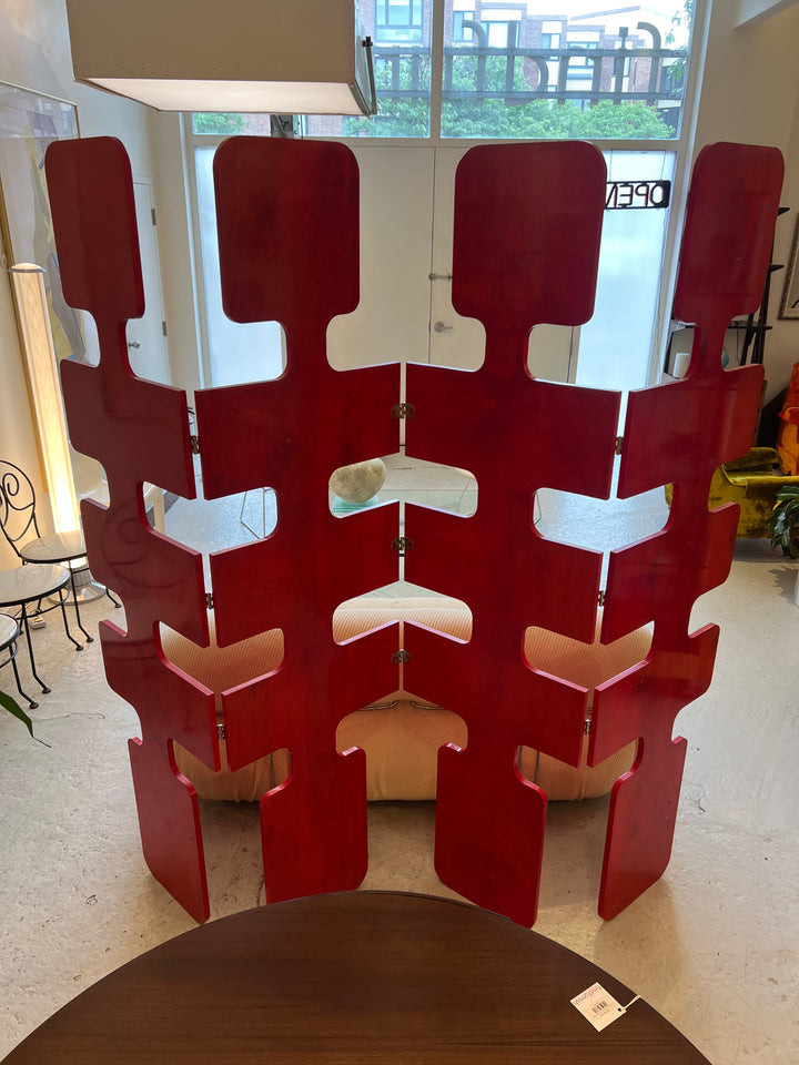 One-of-a-kind Custom Red Lacquered Room Divider