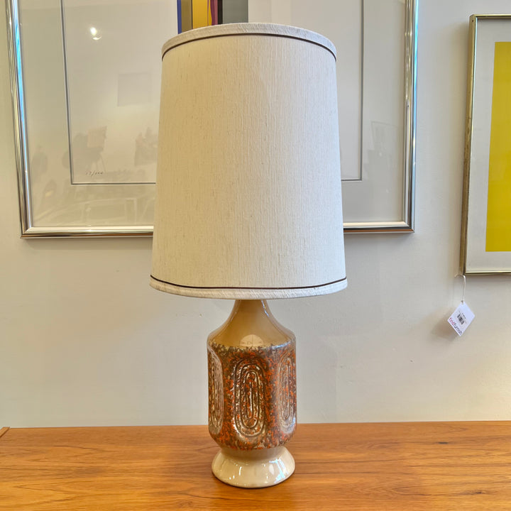 Ceramic Table Lamp w/Orange/Brown/Tan