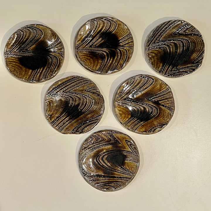 Set of 6 1960s Japanese Studio Pottery 6.5” Plates