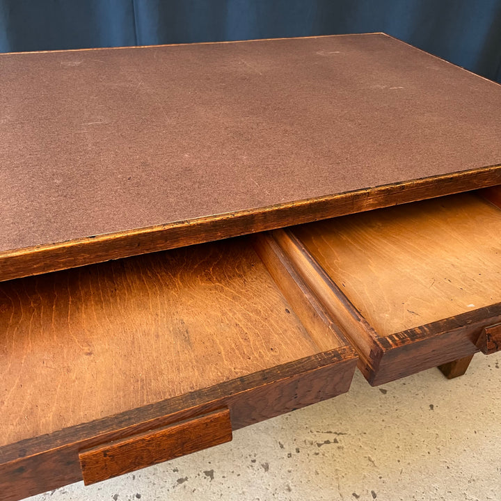 Large Oak Library Table with Storage