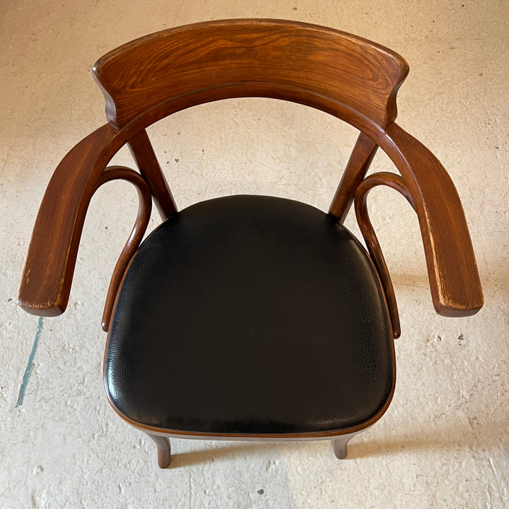 Thonet Bentwood Armchair w/Black Vinyl Seat