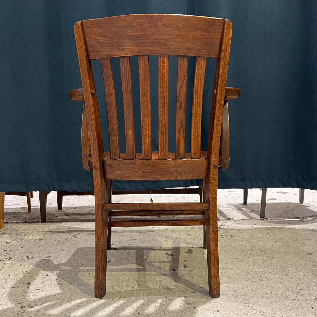1920s Solid Oak Slat Back Armchair #2