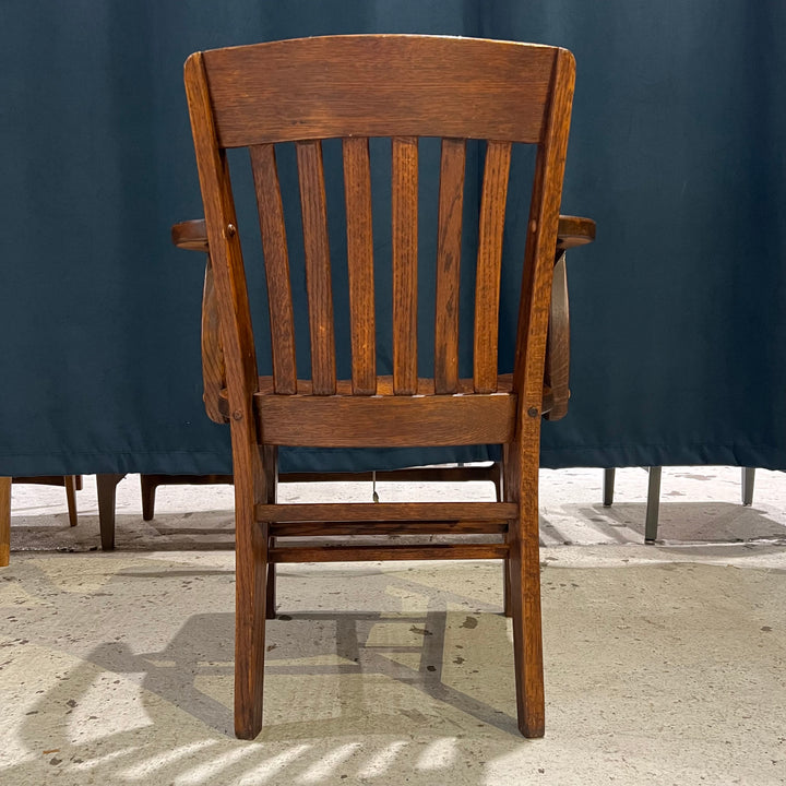 1920s Solid Oak Slat Back Armchair #2