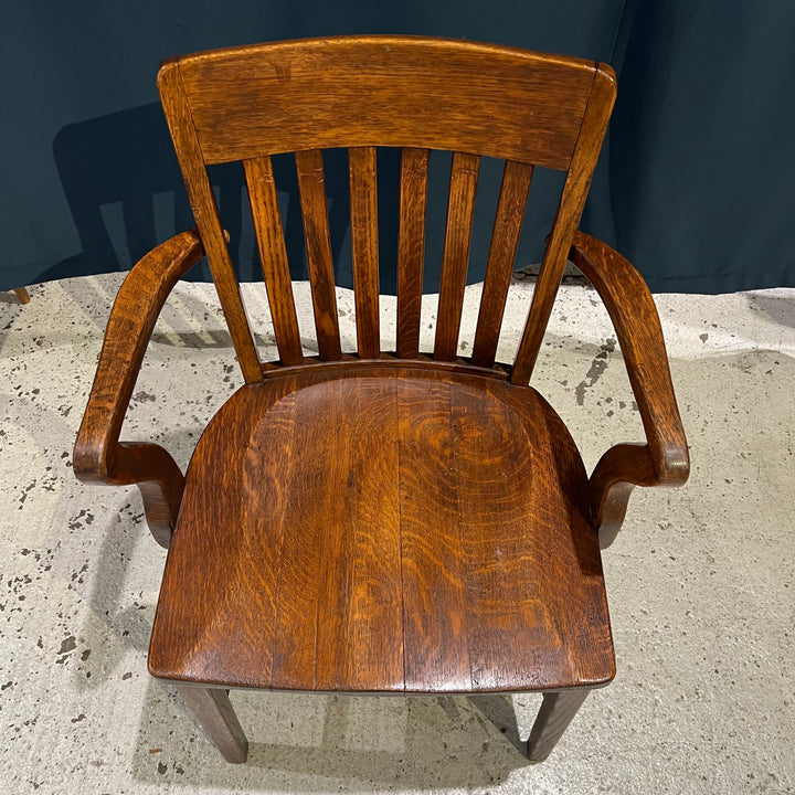1920s Solid Oak Slat Back Armchair #2