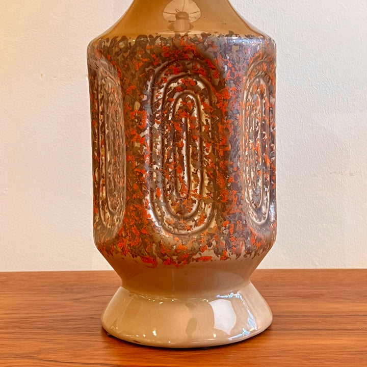 Ceramic Table Lamp w/Orange/Brown/Tan