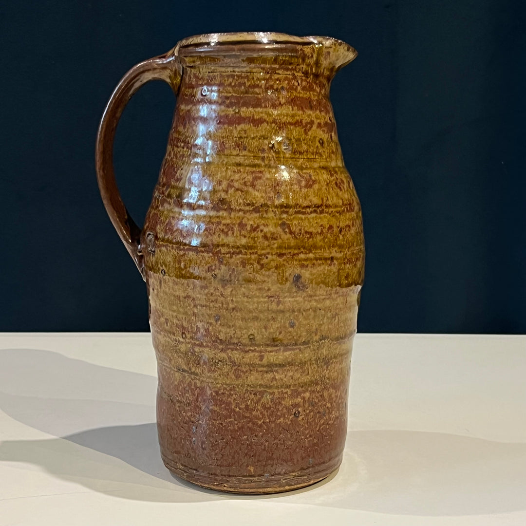 Brown Studio Pottery Ceramic Pitcher, Marked “GC”