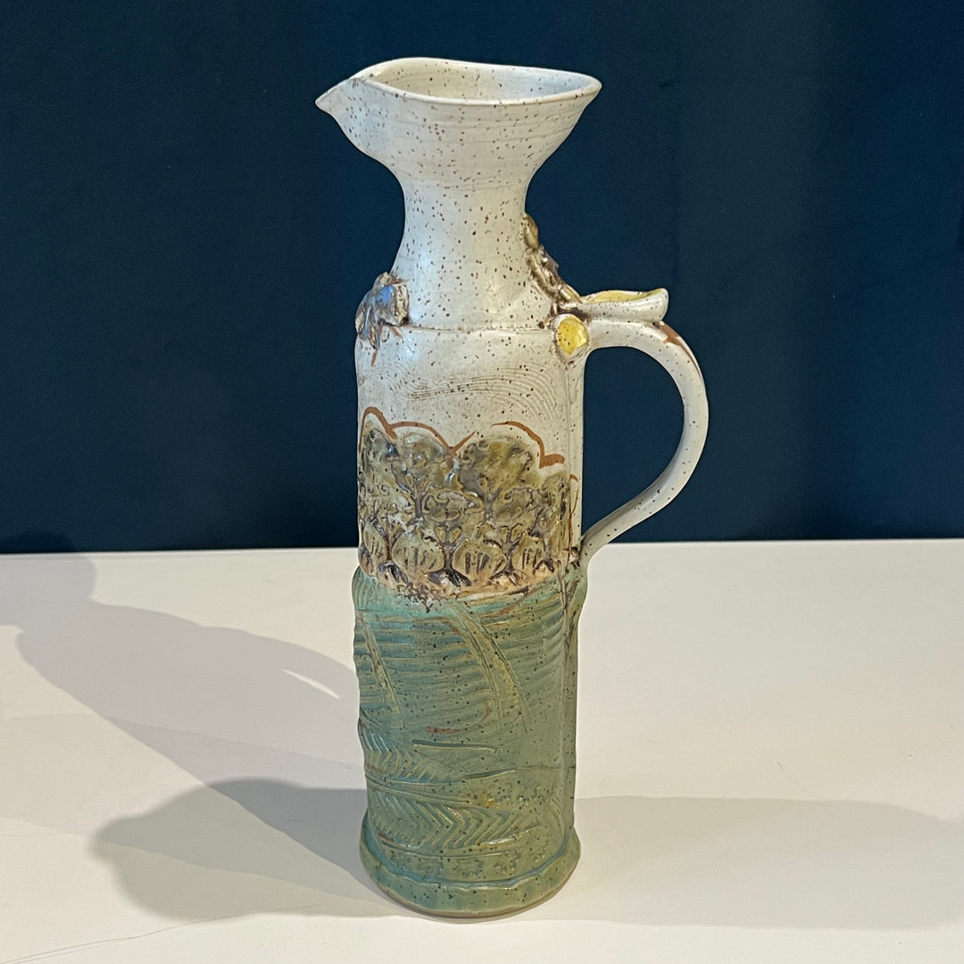 Tall Studio Pottery Ceramic Pitcher w/Landscape
