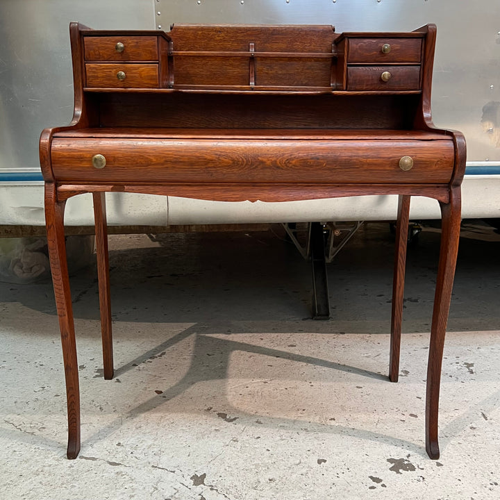 Petite Antique Tiger Oak Writing Desk