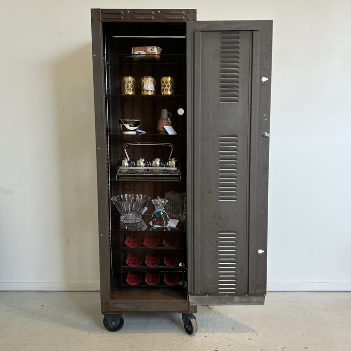 Vintage Industrial Electronics Tower Converted to Lighted Cabinet