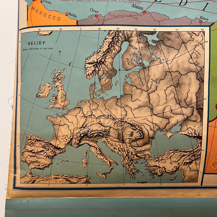 1957 A.J. Nystrom Europe Pulldown Map