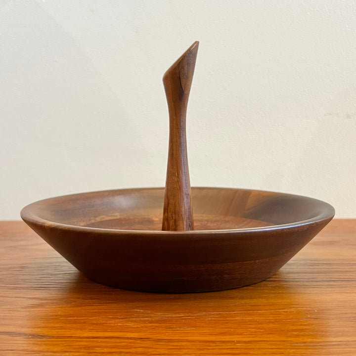 8” Walnut Snack Dish w/Handle