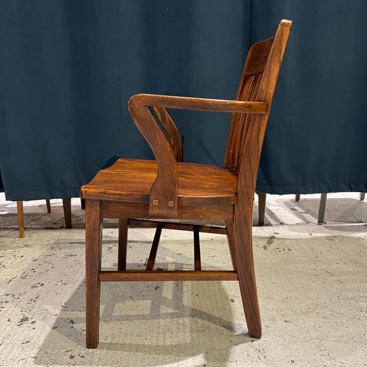 1920s Solid Oak Slat Back Armchair #2