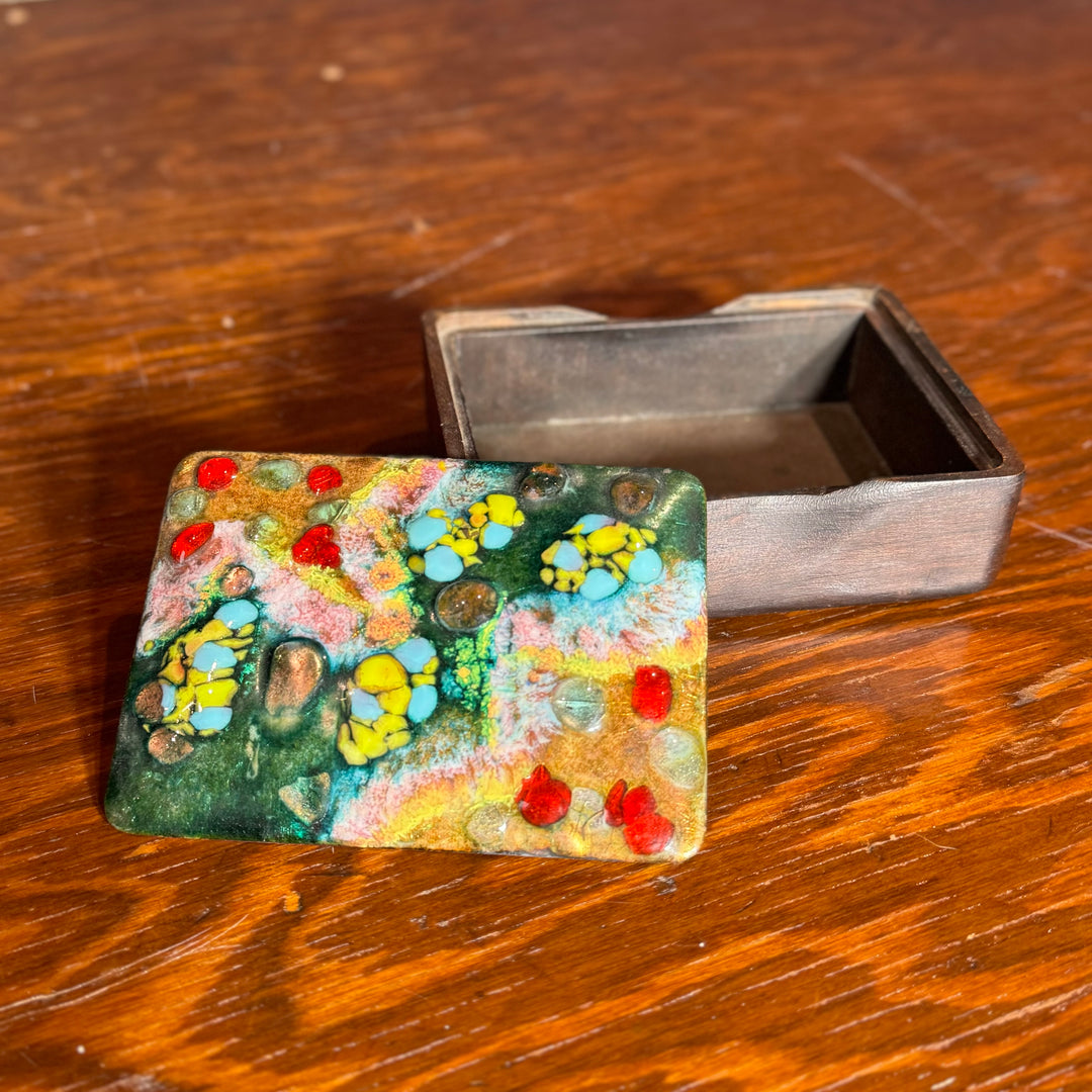 J. Capo Esmaltes Enamel on Copper Wood Trinket Box