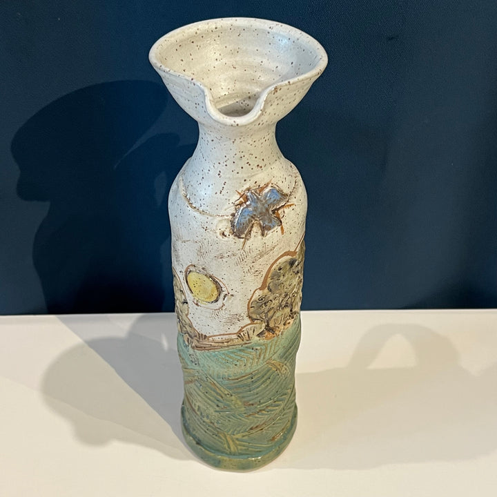 Tall Studio Pottery Ceramic Pitcher w/Landscape